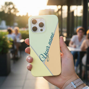 Funda Para iPhone 15 Pro Max Nombre personalizado de bloque de color geométrico