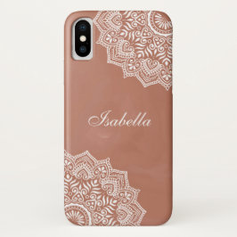 Funda Para iPhone X Nombre personalizado de Boho Terracotta Mandala