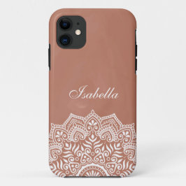 Funda Para iPhone 11 Nombre personalizado de Boho Terracotta Mandala