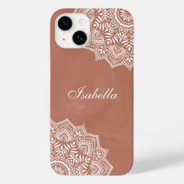 Funda Para iPhone 14 De Case-Mate Nombre personalizado de Boho Terracotta Mandala