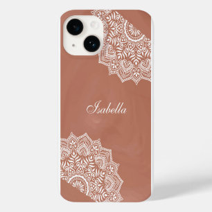 Funda Para iPhone 14 De Case-Mate Nombre personalizado de Boho Terracotta Mandala