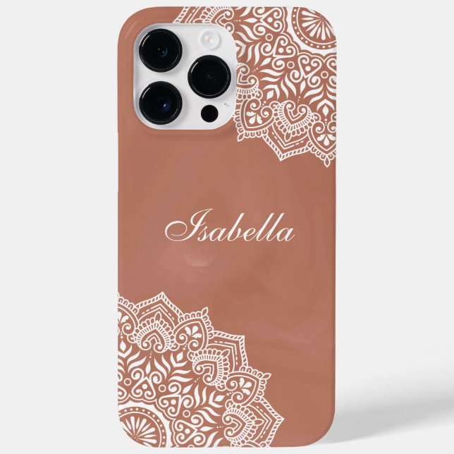 Funda De Case-Mate Para iPhone Nombre personalizado de Boho Terracotta Mandala (Reverso)