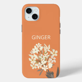 Funda Para iPhone 15 Mini Nombre personalizado de Bouquet floral blanco