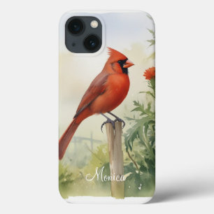Funda Para iPhone 13 Nombre personalizado de color de agua del cardenal