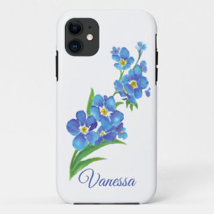 Funda Para iPhone 11 Nombre personalizado de color de agua olvido-me-no