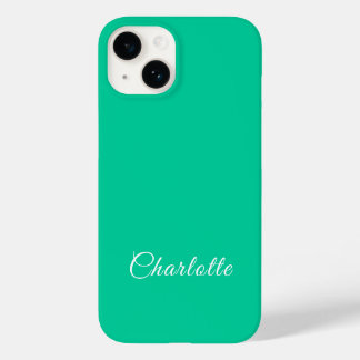 Funda Para iPhone 14 De Case-Mate Nombre personalizado de color sólido verde caribeñ