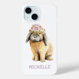 Funda Para iPhone 15 Nombre personalizado de Conejo de Conejo de Conejo