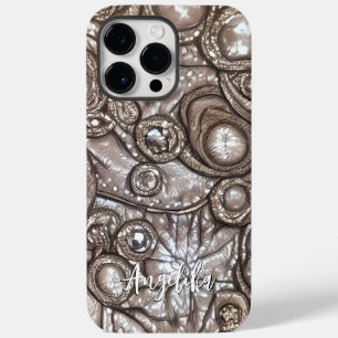 Funda Para iPhone 14 Pro Max De Case-Mate Nombre personalizado de estilo de cuero falso abst