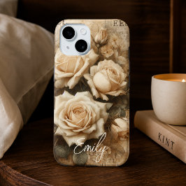 Funda Para iPhone 15 Nombre personalizado de estilo shabby chic antiguo