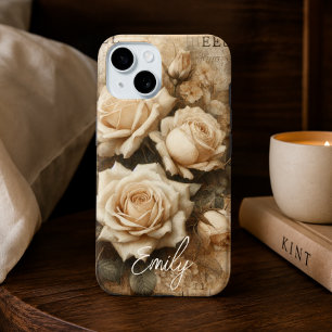 Funda Para iPhone 15 Nombre personalizado de estilo shabby chic antiguo