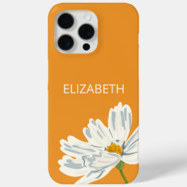 Funda Para iPhone 15 Pro Max Nombre personalizado de flor blanca moderna