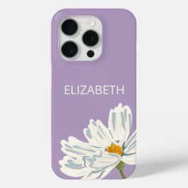 Funda Para iPhone 15 Pro Nombre personalizado de flor blanca moderna