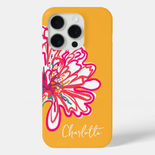Funda Para iPhone 15 Pro Nombre personalizado de flor colorida artística