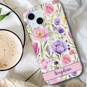 Funda Para iPhone 15 Nombre personalizado de flor silvestre de primaver