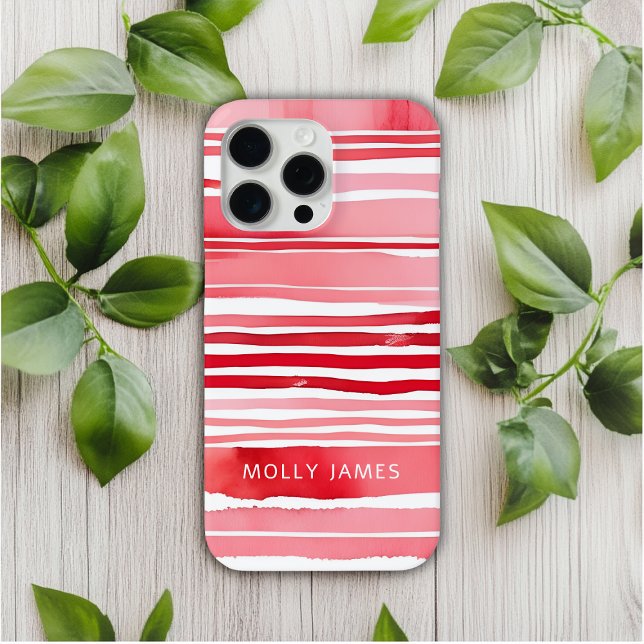 Funda De Case-Mate Para iPhone Nombre personalizado de franjas blancas rojas mode (Subido por el creador)