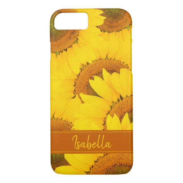 Funda De Case-Mate Para iPhone Nombre personalizado de girasoles (Reverso)