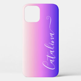 Funda Para iPhone 12 Nombre personalizado de Gradiente de bandas de ómb
