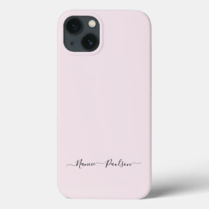 Funda Para iPhone 13 Nombre personalizado de guión rosado Minimalista m