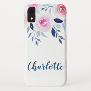 Funda Para iPhone XR Nombre personalizado de la acuarela de las rosas r