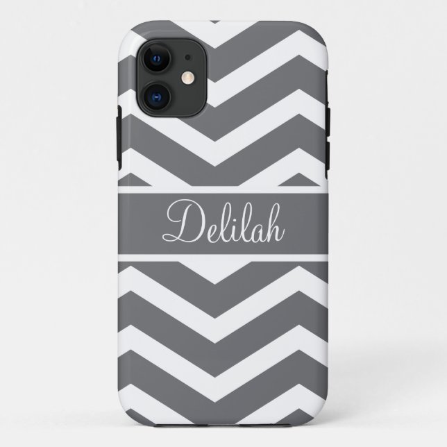 Funda De Case-Mate Para iPhone Nombre personalizado de la pantalla gris (Reverso)