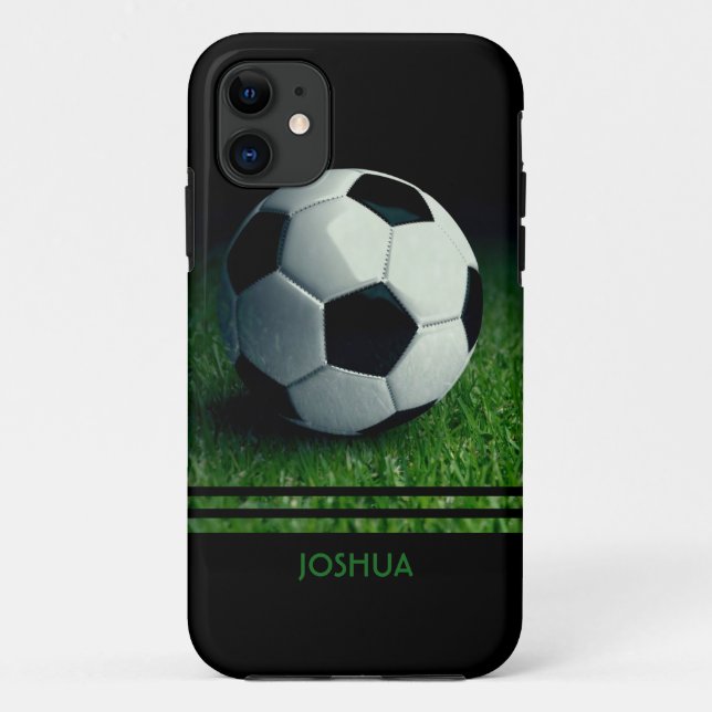Funda De Case-Mate Para iPhone Nombre personalizado de la pelota de fútbol | Fútb (Reverso)