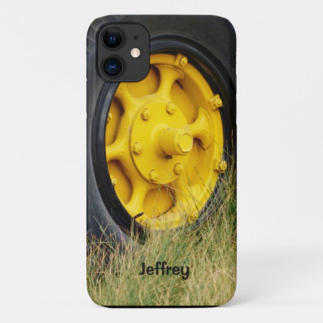 Funda De Case-Mate Para iPhone Nombre personalizado de la rueda amarilla (Reverso)