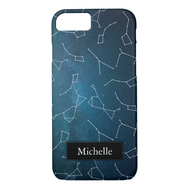 Funda De Case-Mate Para iPhone Nombre personalizado de las constelaciones de estr (Reverso)