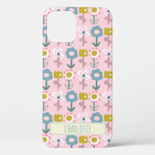 Funda Para iPhone 12 Nombre personalizado de las flores de jardín rosad