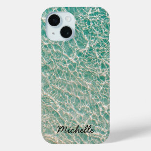 Funda Para iPhone 15 Nombre personalizado de las olas de playa de veran