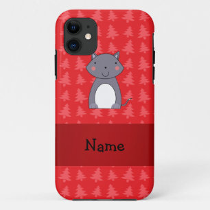 Funda Para iPhone 11 Nombre personalizado de los árboles de navidad roj