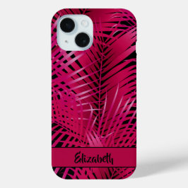 Funda Para iPhone 15 Nombre personalizado de los frondes tropicales de 
