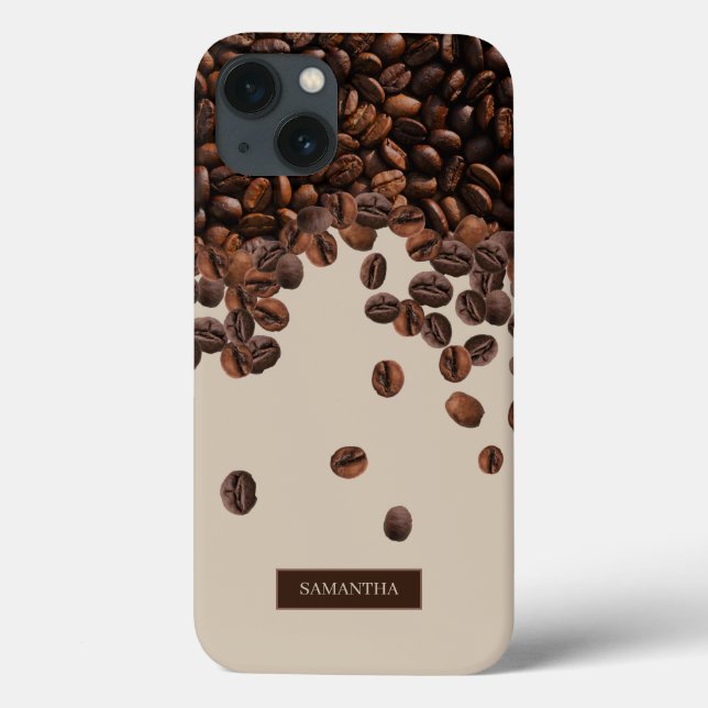Funda De Case-Mate Para iPhone Nombre personalizado de los granos de café (Reverso)