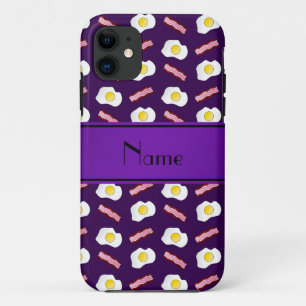 Funda Para iPhone 11 Nombre personalizado de los huevos de bacón púrpur