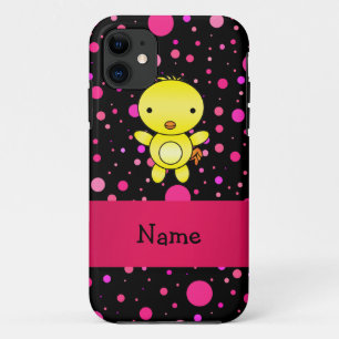 Funda Para iPhone 11 Nombre personalizado de los puntos de polka rosa n