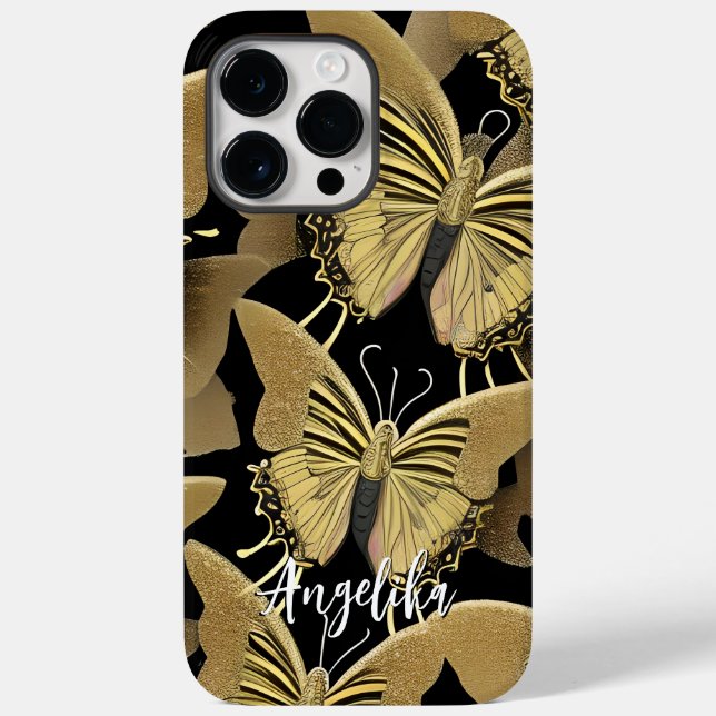 Funda De Case-Mate Para iPhone Nombre Personalizado de Mariposa (Reverso )
