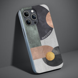 Funda Para iPhone 13 Nombre Personalizado de Mármol Gris Abstracto y Or