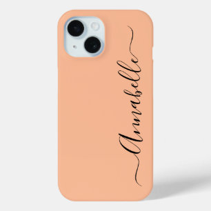 Funda Para iPhone 15 Nombre personalizado de melocotón simple