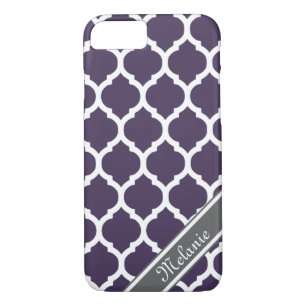 Funda Para iPhone 8/7 Nombre personalizado de morado y celo gris