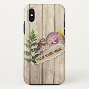 Funda Para iPhone XS Nombre personalizado de pintura de aceite de mader