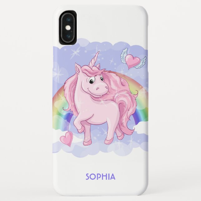 Funda De Case-Mate Para iPhone Nombre personalizado de Rainbow Unicorn (Reverso)