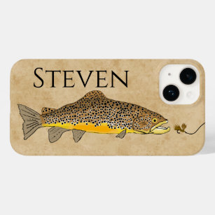 Funda Para iPhone 14 De Case-Mate Nombre personalizado de trucha marrón de pesca de 