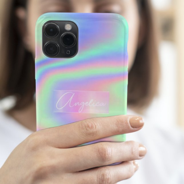 Funda De Case-Mate Para iPhone Nombre personalizado del arcoiris del holograma mi (Subido por el creador)