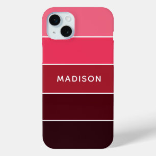 Funda Para iPhone 15 Mini Nombre personalizado del bloque de color rosa colo