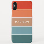 Funda Para iPhone XS Max Nombre personalizado del bloque de colores de la T<br><div class="desc">Este diseño colorido y moderno presenta un patrón de bloques de color en azul,  marrón y naranja con tu nombre personalizado #iphone #fundas #iphonecases #electrónica</div>