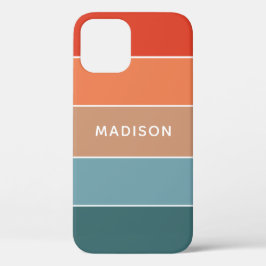Funda Para iPhone 12 Nombre personalizado del bloque de colores de la T