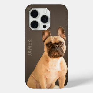 Funda Para iPhone 15 Pro Nombre personalizado del Bulldog francés   Perro