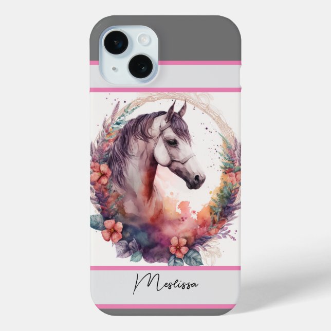 Funda De Case-Mate Para iPhone Nombre personalizado del caballo acuático moderno (Reverso )