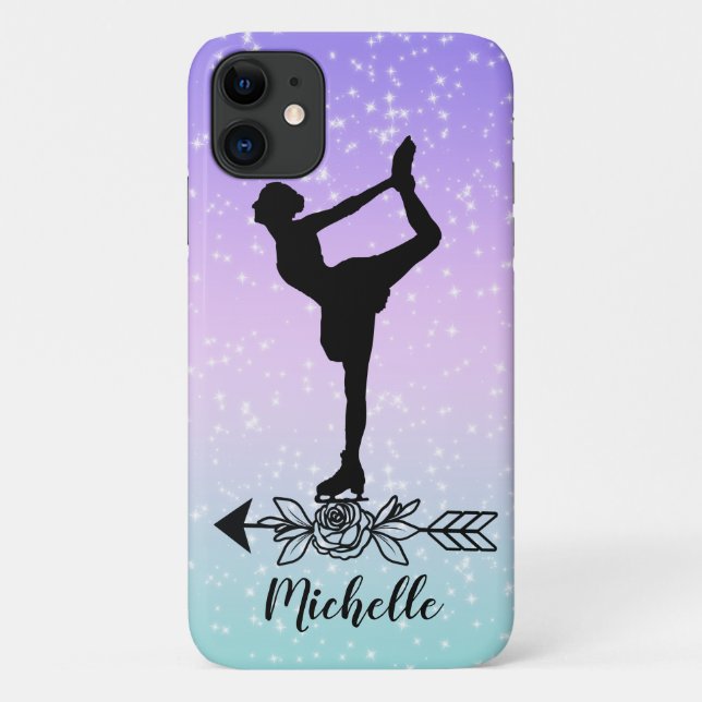 Funda De Case-Mate Para iPhone Nombre personalizado del Chica de patinaje gráfico (Reverso)