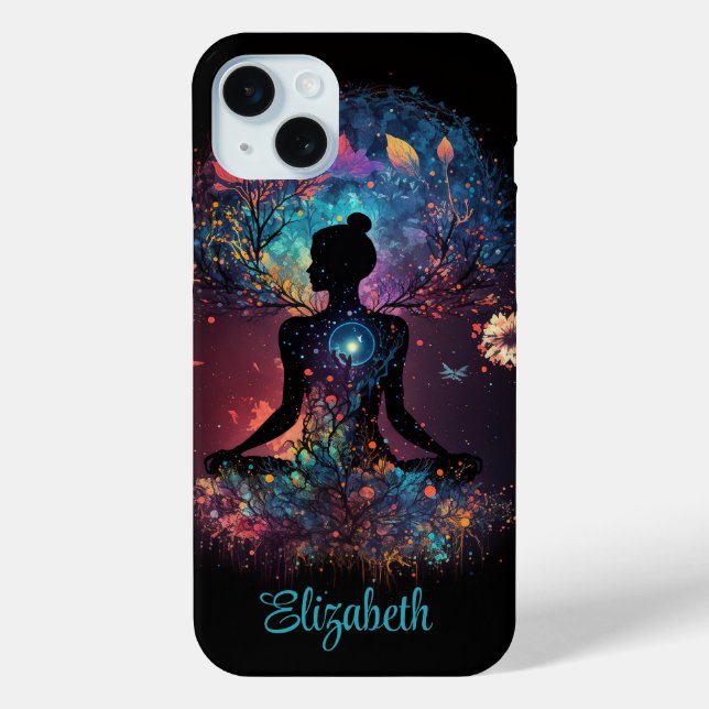 Funda De Case-Mate Para iPhone Nombre personalizado del Chica de yoga de meditaci (Reverso )