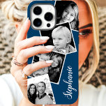 Funda Para iPhone 11 Nombre personalizado del Collage de fotos de Insta<br><div class="desc">Personalizado Collage de fotos de Instagram Marina Azul Funda iPhone 11 personalizado. Este moderno y moderno diseño cuenta con un espacio para fotos de 4 instagramas cuadrados. Agregue su nombre o texto para personalizar aún más este diseño de DIY personalizado y elija su propio color de fondo.</div>